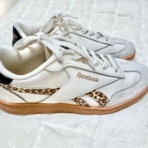 Reebok White Leopard Print Club C Revenge Lace Up Sneakers Womens 7.5